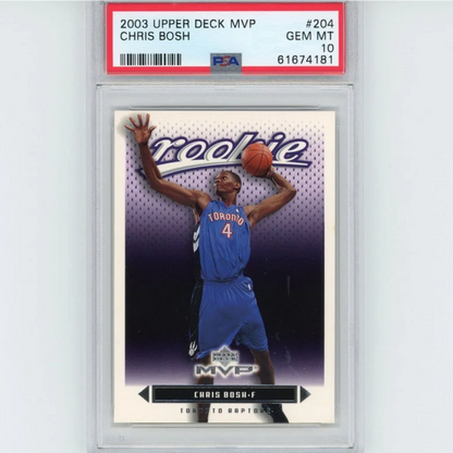 Graded 2003-04 Upper Deck UD MVP Chris Bosh #204 Rookie RC Basketball Card PSA 10 Gem Mint | Hall of Fame Sports Memorabilia | vintageantiquesgifts.com