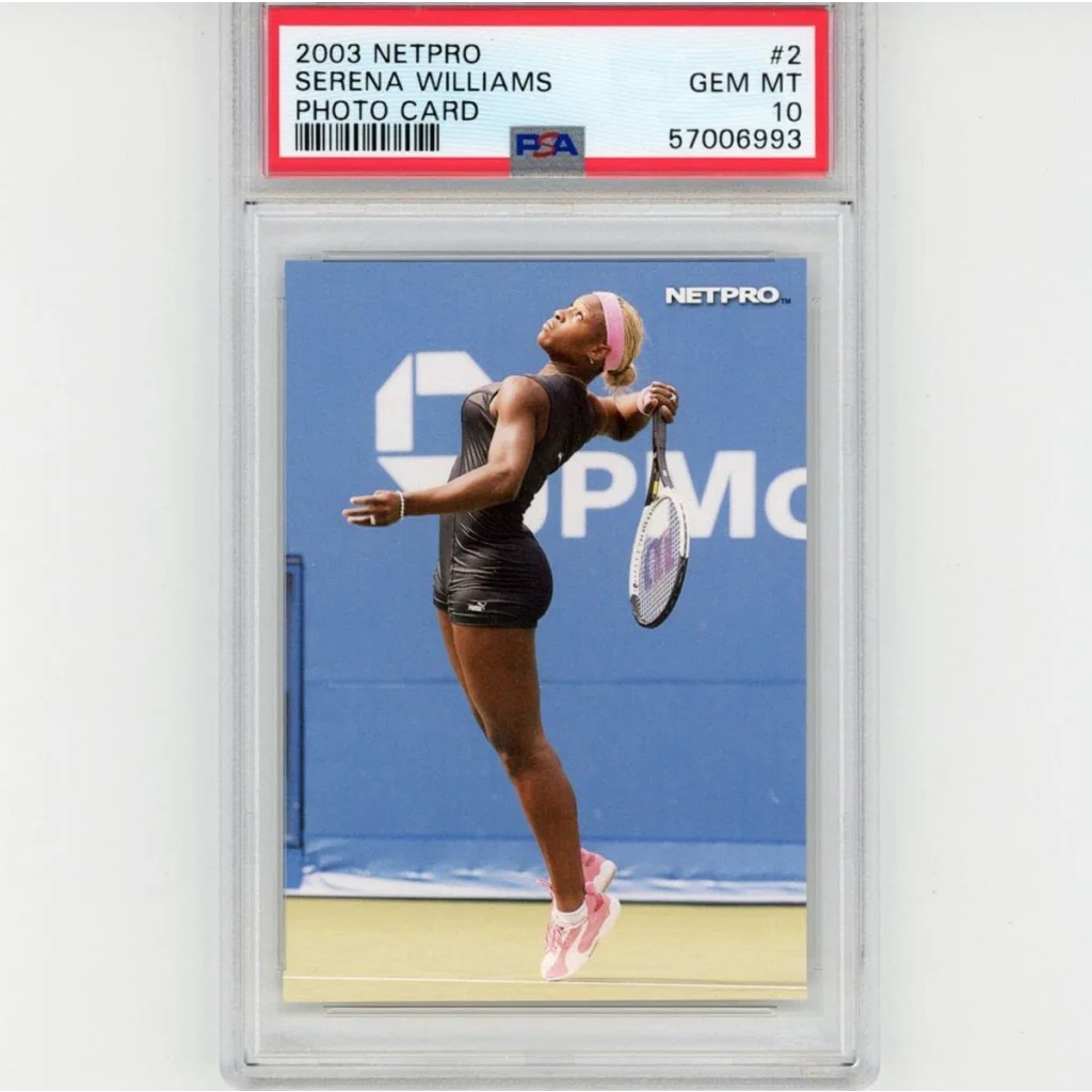 A graded 2003 Netpro Serena Williams tennis card in Gem Mint 10 condition