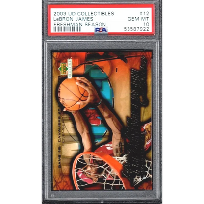 LeBron James 2003 Upper Deck rookie card graded PSA GEM MT 10 for collection