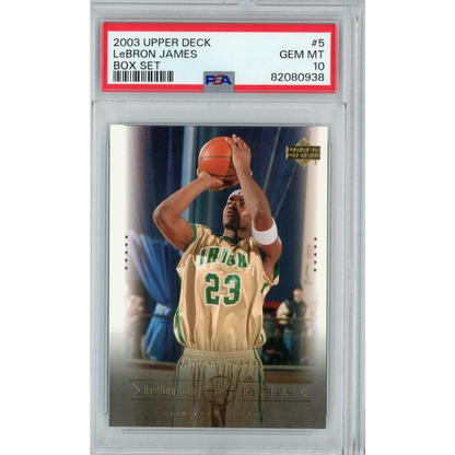 Graded 2003 Upper Deck LeBron James #5 Box Set Rookie RC Basketball Card PSA 10 Gem Mint | Hall of Fame Sports Memorabilia | vintageantiquesgifts.com