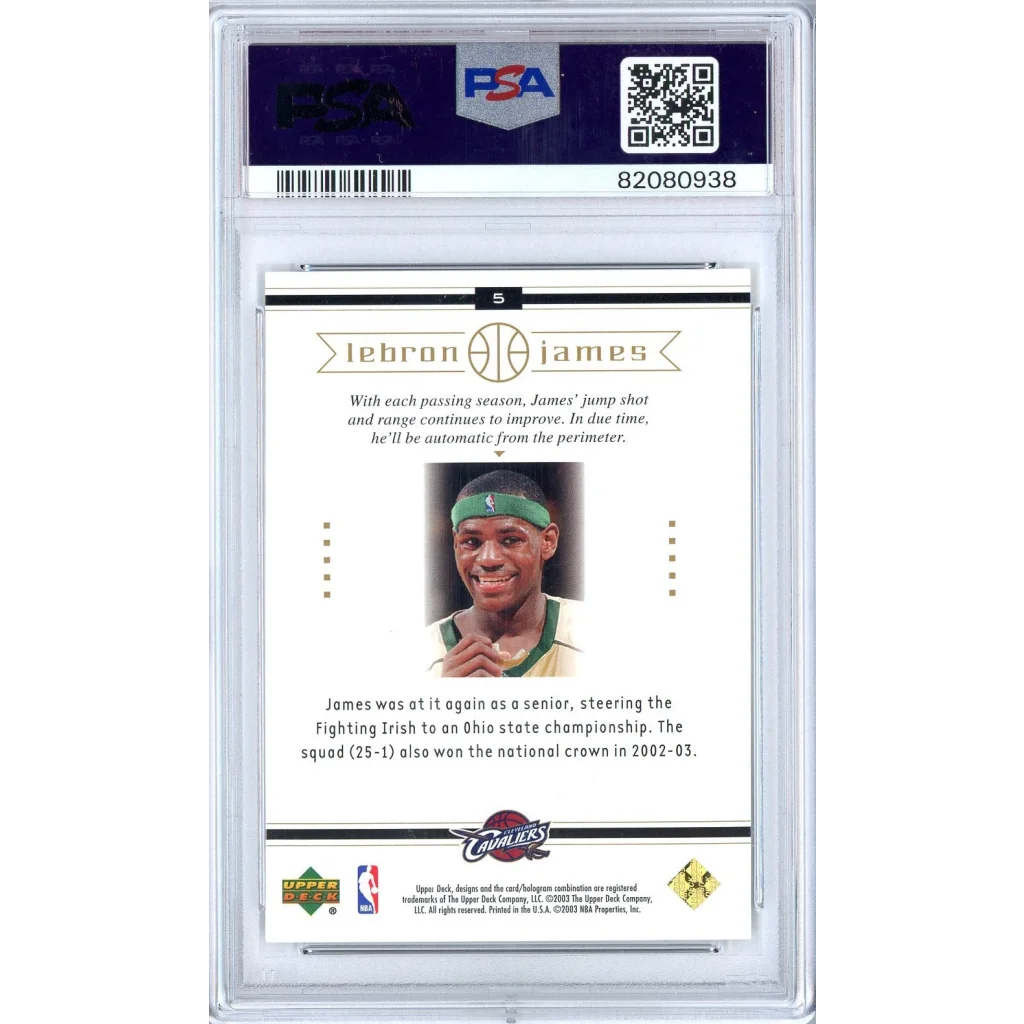 Graded 2003 Upper Deck LeBron James #5 Box Set Rookie RC Basketball Card PSA 10 Gem Mint | PSA 10 Gem Mint Graded Rookie Card | vintageantiquesgifts.com