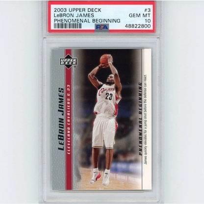 High-quality PSA 10 LeBron James 2003 Upper Deck Phenomenal Beginning rookie card