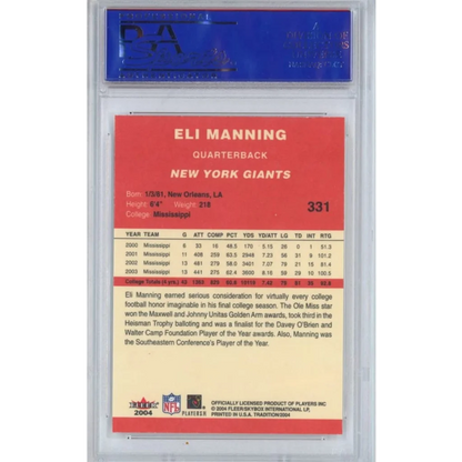 Graded PSA 10 2004 Fleer Tradition Eli Manning #331 Rookie Card