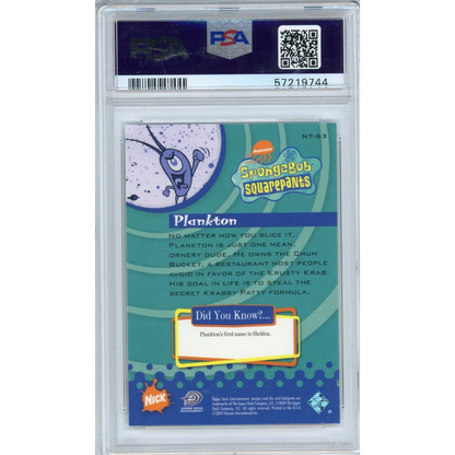 Graded 2004 UD Nicktoons Plankton #NT-63 Spongebob Squarepants Card PSA 10 Gem Mint | PSA 10 Gem Mint Graded Collectible Card | vintageantiquesgifts.com