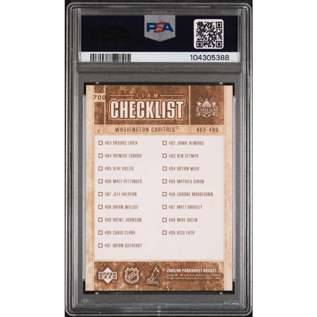 Graded 2005 Upper Deck Parkhurst Alex Ovechkin #700 Checklist Rookie RC Hockey Card PSA 10 Gem Mint | PSA 10 Gem Mint Graded Rookie Card | vintageantiquesgifts.com