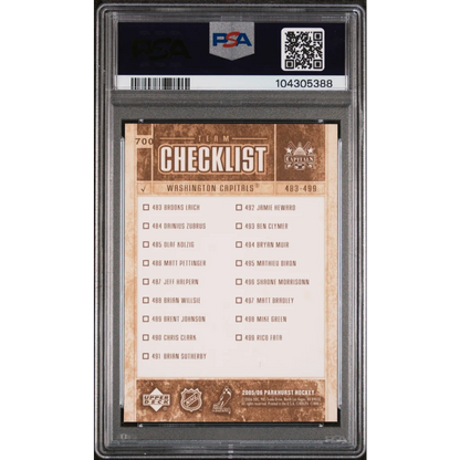 Graded 2005 Upper Deck Parkhurst Alex Ovechkin #700 Checklist Rookie RC Hockey Card PSA 10 Gem Mint | PSA 10 Gem Mint Graded Rookie Card | vintageantiquesgifts.com