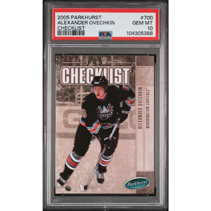 Graded 2005 Upper Deck Parkhurst Alex Ovechkin #700 Checklist Rookie RC Hockey Card PSA 10 Gem Mint | Hall of Fame Sports Memorabilia | vintageantiquesgifts.com
