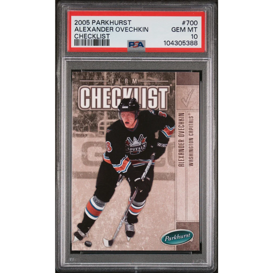 Graded 2005 Upper Deck Parkhurst Alex Ovechkin #700 Checklist Rookie RC Hockey Card PSA 10 Gem Mint | Hall of Fame Sports Memorabilia | vintageantiquesgifts.com