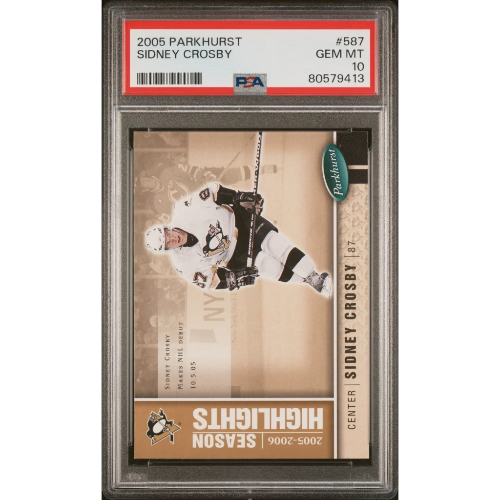 A professionally graded 2005 Parkhurst Sidney Crosby rookie hockey card