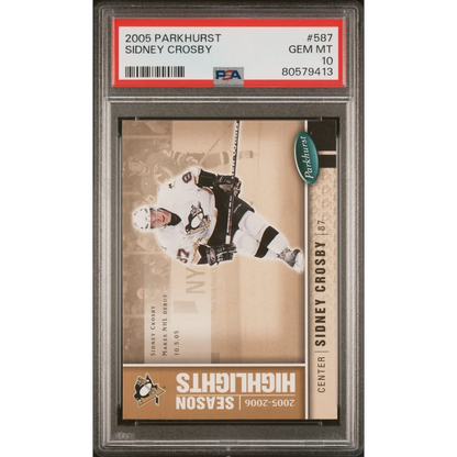 A professionally graded 2005 Parkhurst Sidney Crosby rookie hockey card