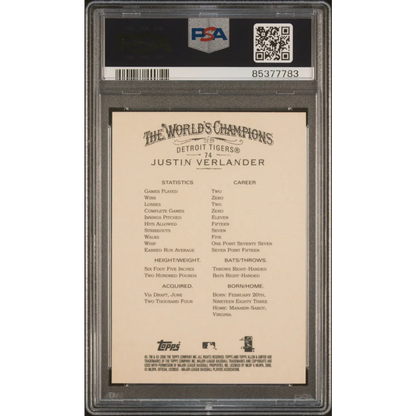 Graded 2006 Topps Allen & Ginter Justin Verlander #74 Rookie RC Baseball Card PSA 10 Gem Mint | PSA 10 Gem Mint Graded Rookie Card | vintageantiquesgifts.com