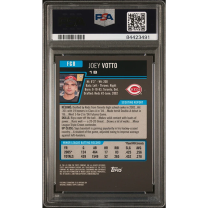 Graded 2006 Topps Bowman Chrome Joey Votto #FG8 Future Game Prospects Rookie RC Baseball Card PSA 10 Gem Mint | PSA 10 Gem Mint Graded Rookie Card | vintageantiquesgifts.com