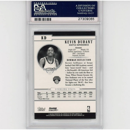 Graded 2007-08 Bowman Sterling Kevin Durant #KD Rookie RC Basketball Card PSA 10 Gem Mint | PSA 10 Gem Mint Graded Rookie Card | vintageantiquesgifts.com
