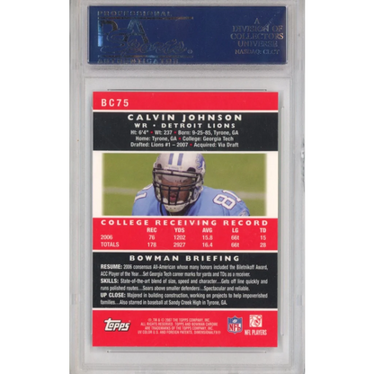 Graded 2007 Bowman Chrome Calvin Johnson Rookie Card PSA 10 Gem Mint
