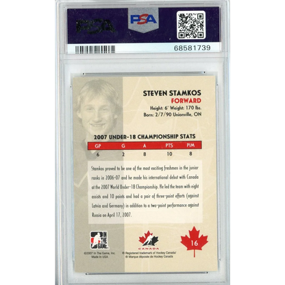 Graded 2007 In The Game Steven Stamkos #16 O Canada Rookie RC Hockey Card PSA 10 Gem Mint | PSA 10 Gem Mint Graded Rookie Card | vintageantiquesgifts.com