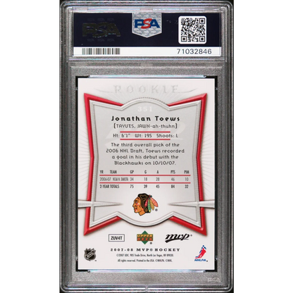 A graded Jonathan Toews rookie hockey card from Professional Sports Authenticator