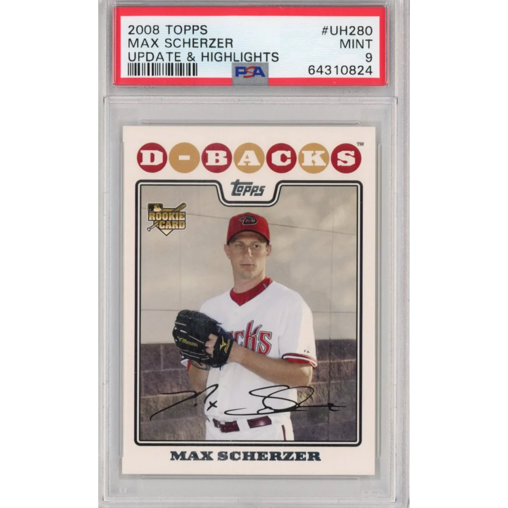Graded 2008 Topps Update & Highlights Max Scherzer #UH280 Rookie RC Baseball Card PSA 9 Mint | Hall of Fame Sports Memorabilia | vintageantiquesgifts.com