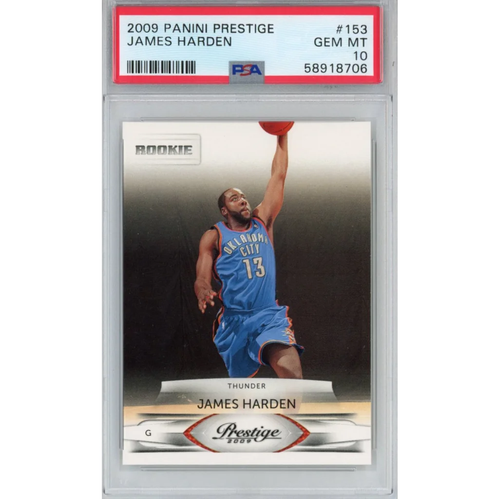 Graded 2009-10 Panini Prestige James Harden #153 Rookie RC Basketball Card PSA 10 Gem Mint | Hall of Fame Sports Memorabilia | vintageantiquesgifts.com