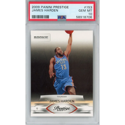 Graded 2009-10 Panini Prestige James Harden #153 Rookie RC Basketball Card PSA 10 Gem Mint | Hall of Fame Sports Memorabilia | vintageantiquesgifts.com