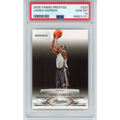 PSA graded James Harden 2009 Panini Prestige rookie card from professional sports authenticator