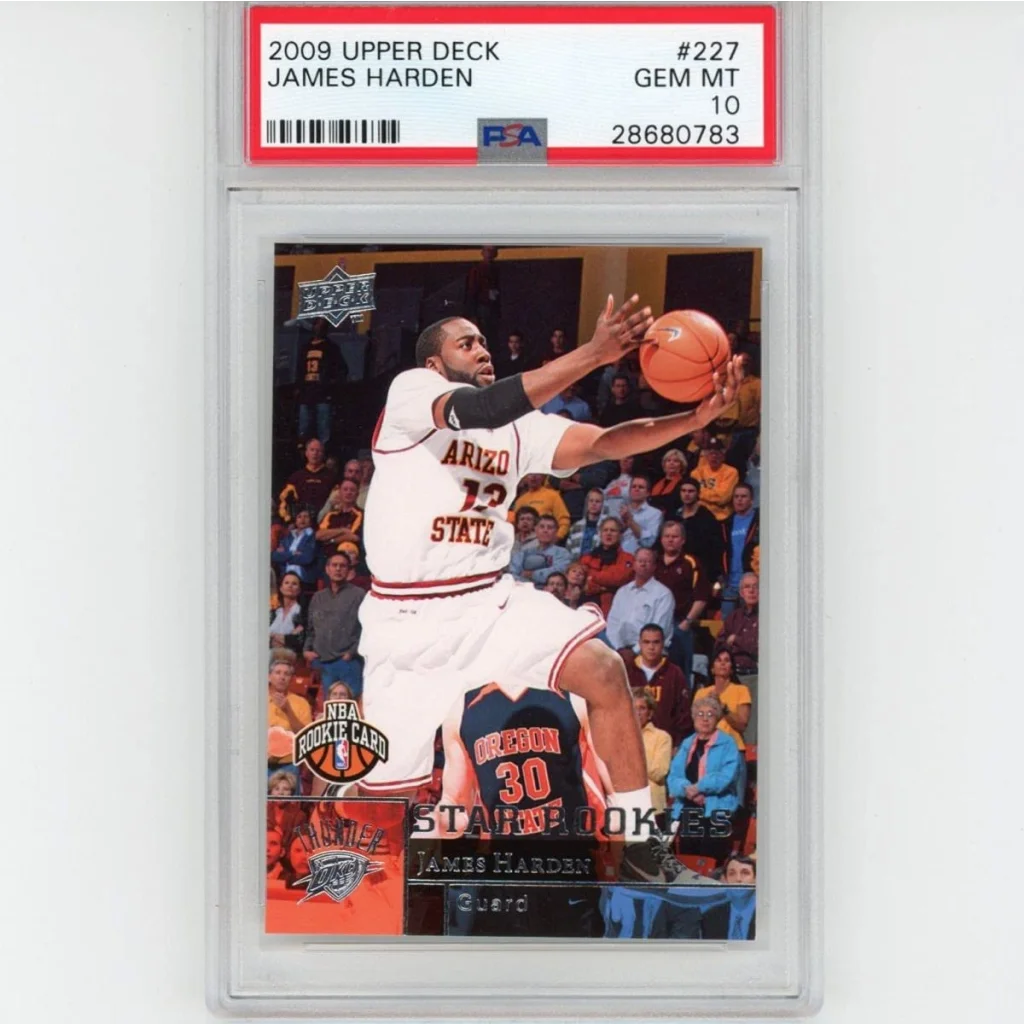 2009 Upper Deck James Harden rookie card graded GEM MT 10 in perfect condition