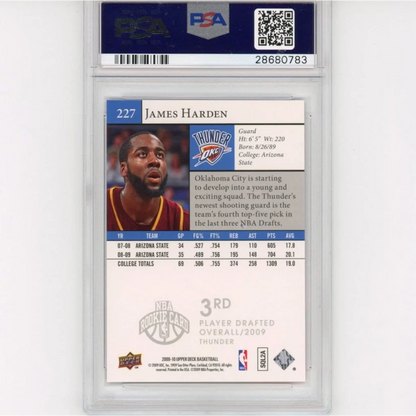 Graded PSA 10 James Harden 2009 Upper Deck Rookie Card in Gem Mint Condition