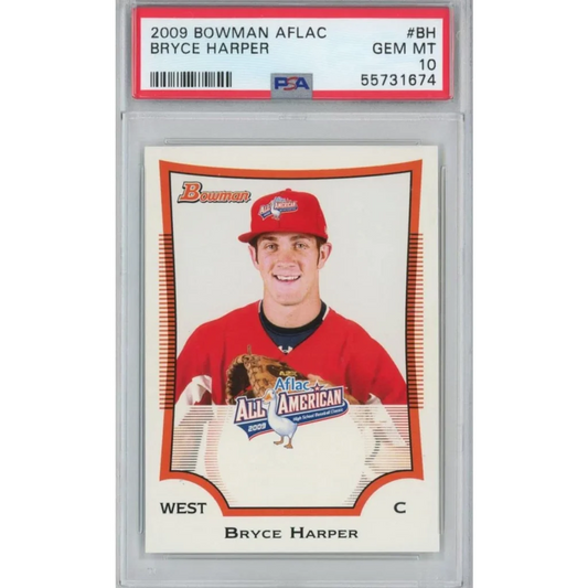 2009 Bowman Aflac Bryce Harper Rookie Card graded GEM MT 10 in PSA 10 case