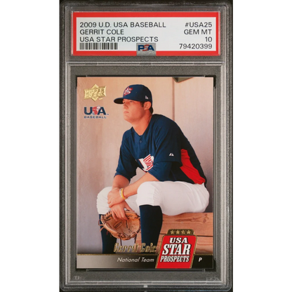 Graded 2009 Upper Deck USA Baseball Gerrit Cole #USA25 USA Star Prospects Rookie RC Baseball Card PSA 10 Gem Mint | Hall of Fame Sports Memorabilia | vintageantiquesgifts.com