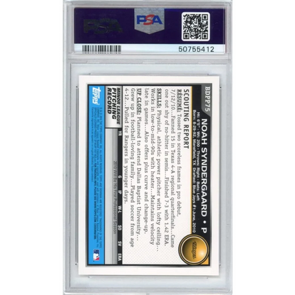 Graded PSA 10 2010 Bowman Noah Syndergaard Rookie Card Black White Blue Design