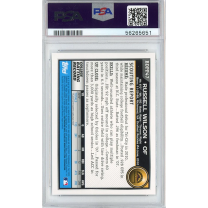Graded PSA Russell Wilson baseball card in protective slab for collectors