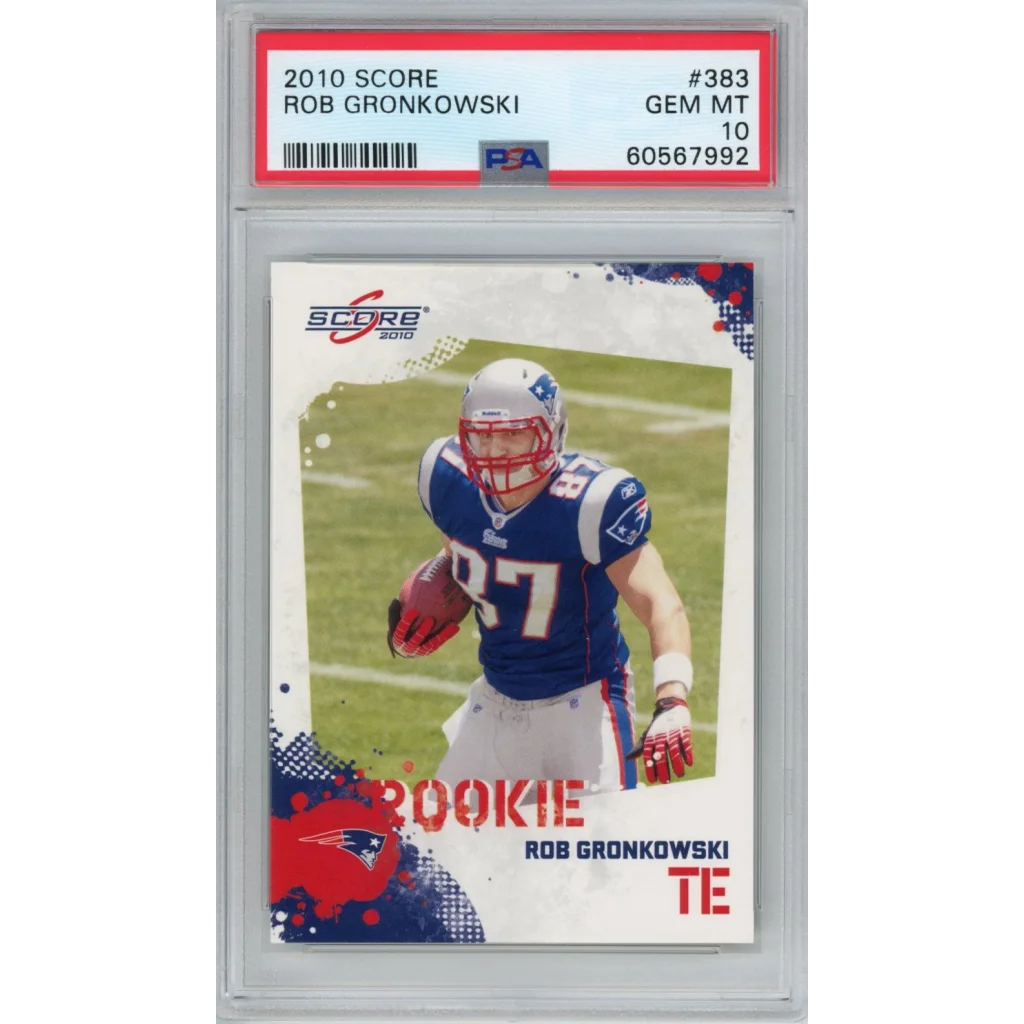 Graded 2010 Score Rob Gronkowski #383 Rookie RC Football Card PSA 10 Gem Mint | Hall of Fame Sports Memorabilia | vintageantiquesgifts.com