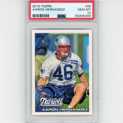Graded PSA 10 Gem Mint 2010 Topps Aaron Hernandez #96 Rookie Card
