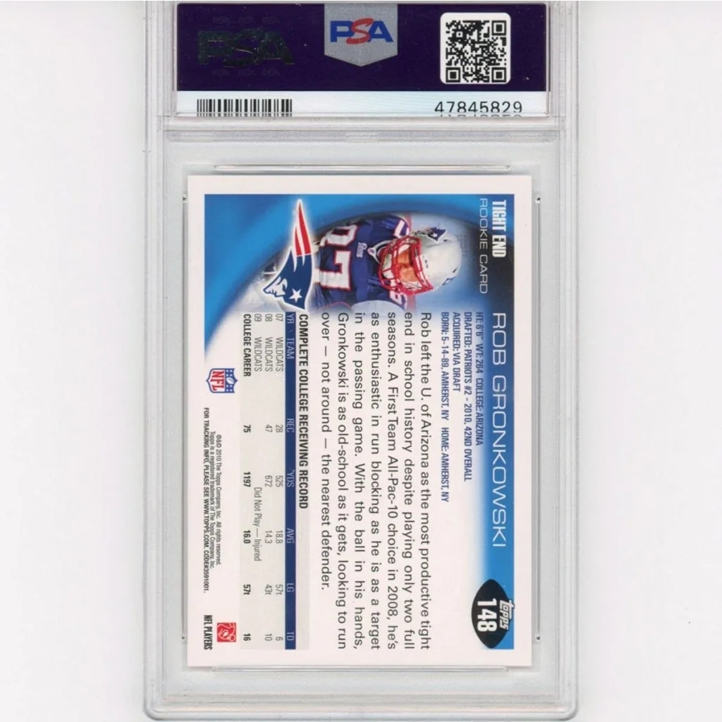 PSA 10 Graded 2013 Topps Rob Gronkowski Rookie Card in Blue Uniform