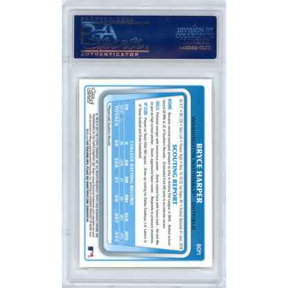 PSA graded Bryce Harper 2011 Bowman Chrome Rookie Card, perfect for collectors