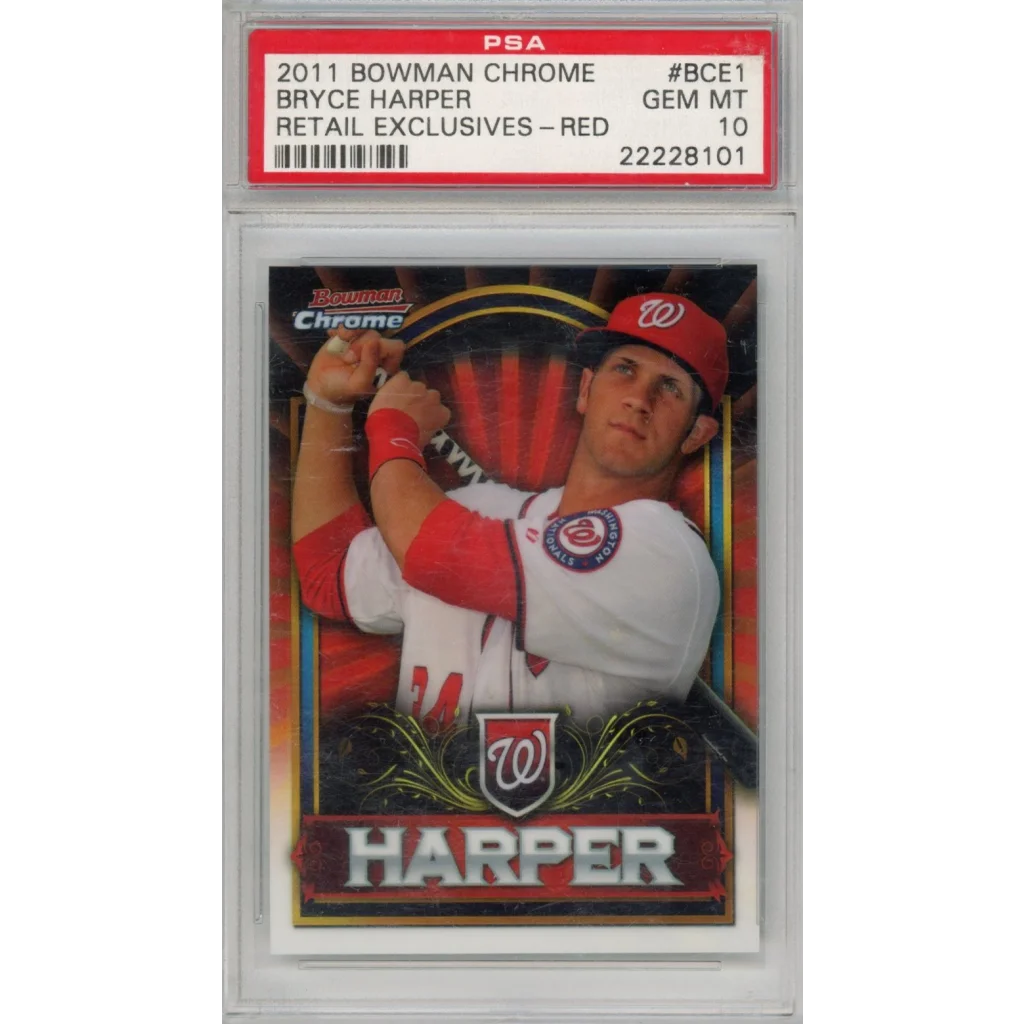 PSA Graded 2011 Bowman Chrome Bryce Harper Gem Mint Baseball Card Gold Border