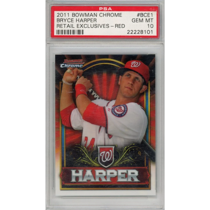 PSA Graded 2011 Bowman Chrome Bryce Harper Gem Mint Baseball Card Gold Border