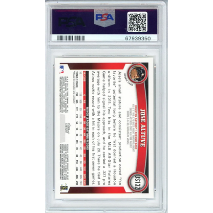 Graded PSA 10 Jose Altuve 2011 Topps Rookie Card in gem mint condition