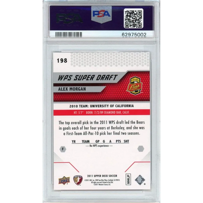 Graded PSA 10 2011 Upper Deck MLS Alex Morgan #198 Rookie RC Soccer Card