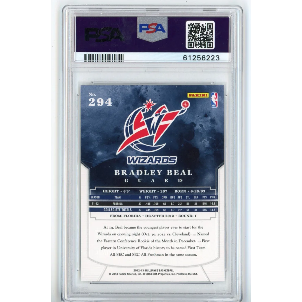 Graded 2012-13 Panini Brilliance Bradley Beal #294 Rookie RC Basketball Card PSA 10 Gem Mint | PSA 10 Gem Mint Graded Rookie Card | vintageantiquesgifts.com