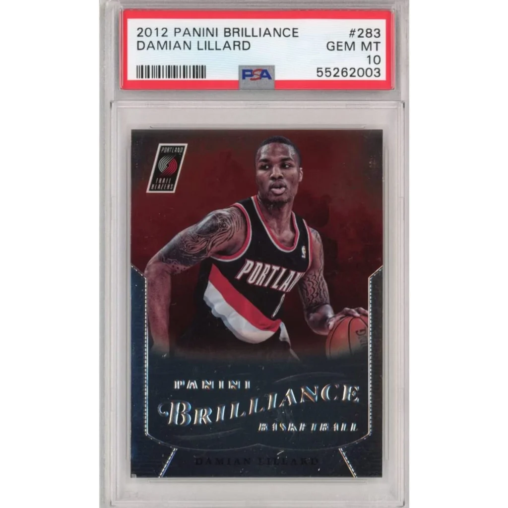 PSA graded Damian Lillard 2012 Panini Brilliance rookie card from professional sports authenticator