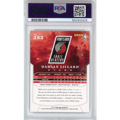 Graded Damian Lillard 2012 Panini Brilliance Rookie Card by PSA sports authenticator