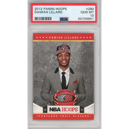 PSA 10 Damian Lillard 2012 Panini Hoops Rookie Card GEM MT 10 image