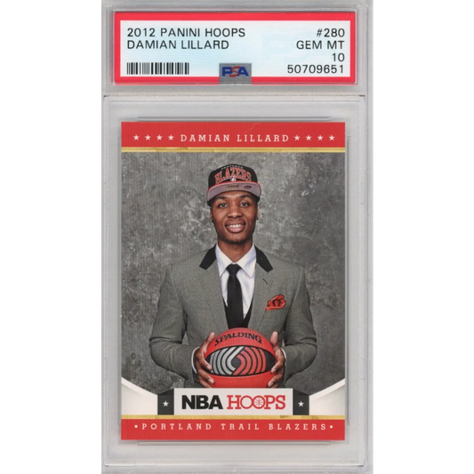 PSA 10 Damian Lillard 2012 Panini Hoops Rookie Card GEM MT 10 image