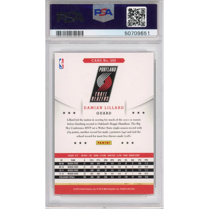Damian Lillard 2012 Panini Hoops Rookie Card PSA 10 Gem Mint collectible