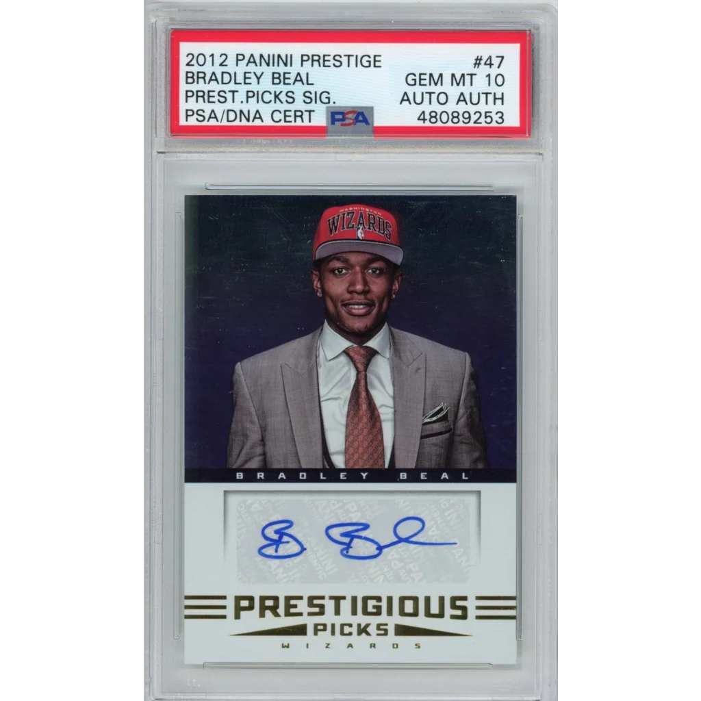 2012 Panini Prestige Bradley Beal autographed rookie card graded PSA GEM MT 10 by professional sports authenticator