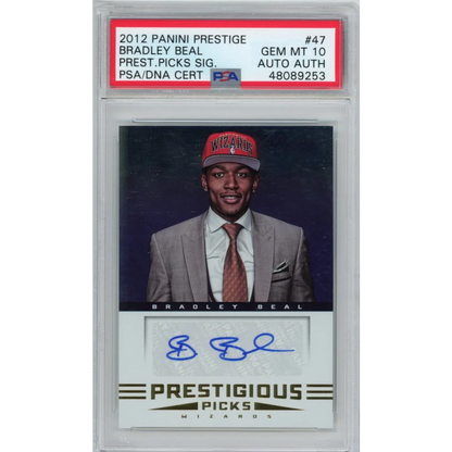 2012 Panini Prestige Bradley Beal autographed rookie card graded PSA GEM MT 10 by professional sports authenticator