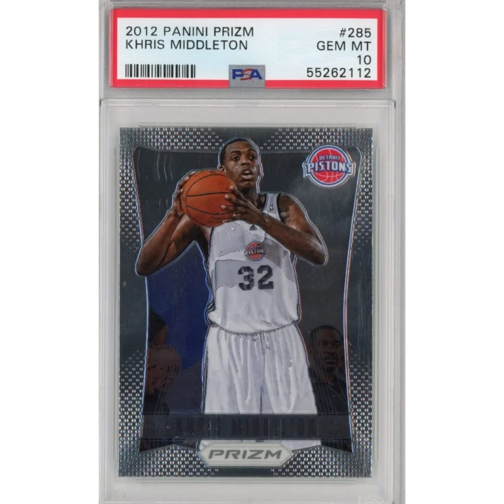 Graded PSA 10 Gem Mint Khris Middleton 2012 Panini Prizm Rookie Card in slab