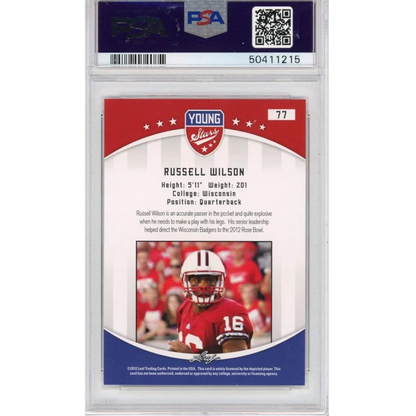 PSA 10 Graded 2012 Leaf Russell Wilson #77 Rookie Card in Wisconsin Badgers Uniform