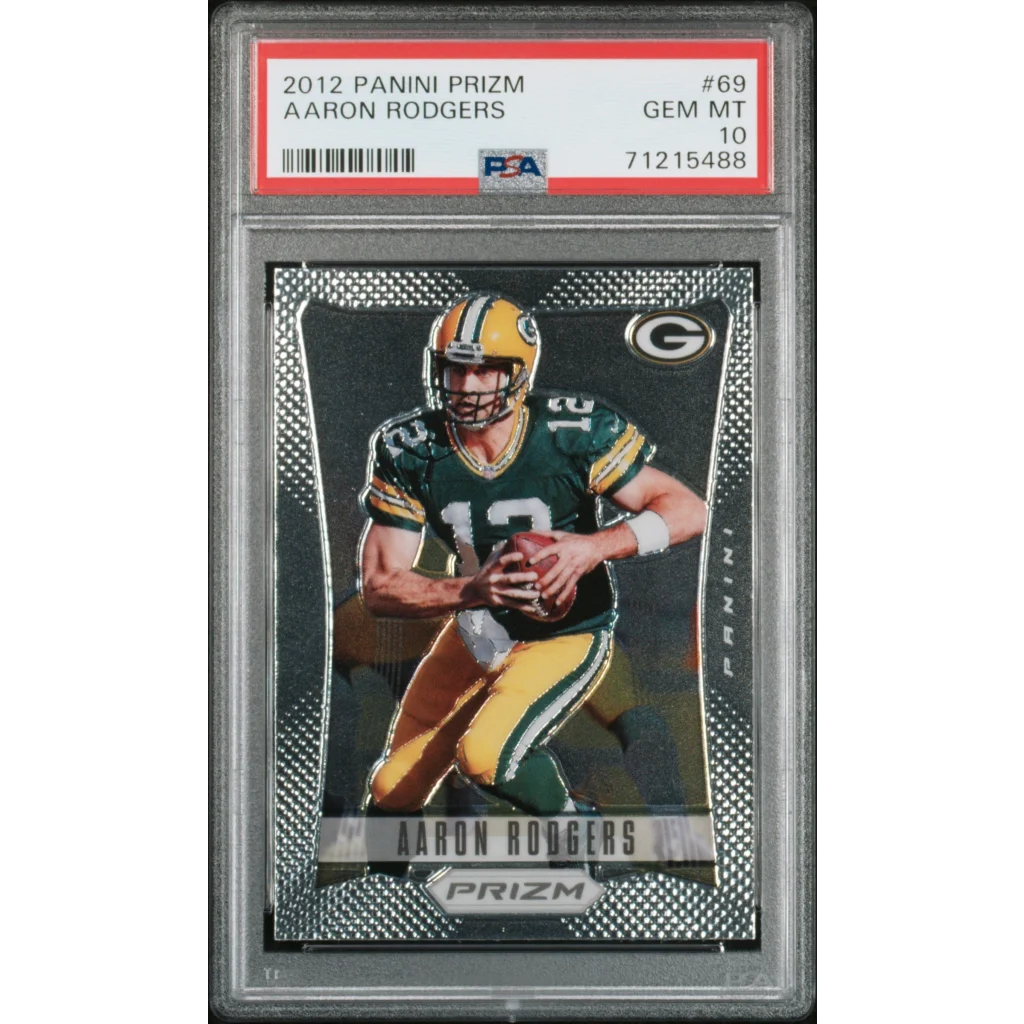 2012 Panini Prizm Aaron Rodgers football card PSA Gem Mint 10 by Professional Sports Authenticator