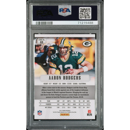 Graded 2012 Panini Prizm Aaron Rodgers #69 Football Card PSA 10 Gem Mint | PSA 10 Gem Mint Graded Football Card | vintageantiquesgifts.com